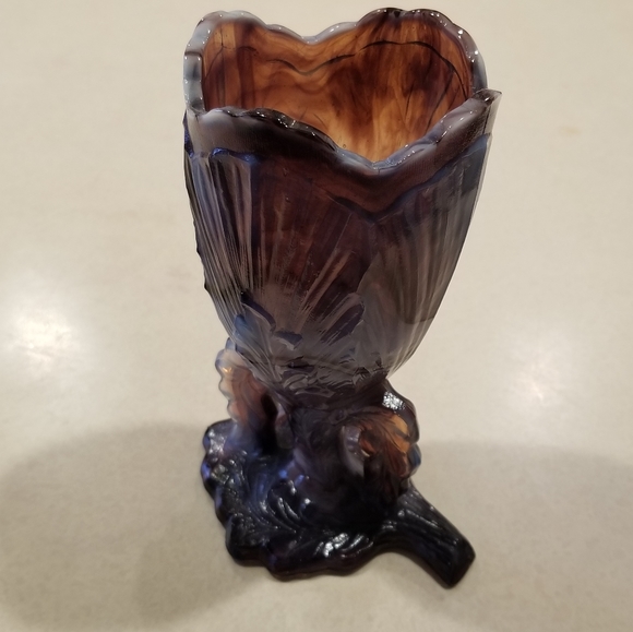 Vintage Purple Floral Slag Vase - Picture 4 of 5